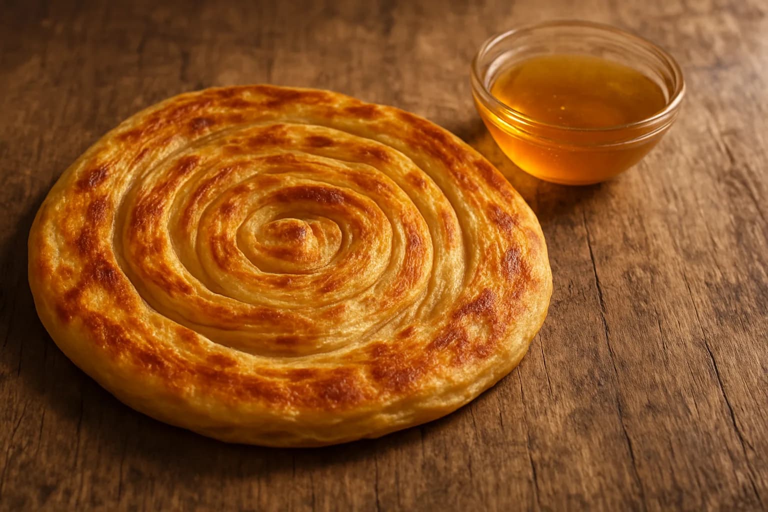 Meloui, crêpe marocaine ronde dont les couches forment une spirale