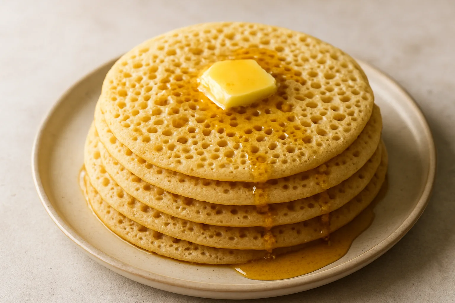 Baghrir marocains, crêpes aux mille trous servies avec du miel