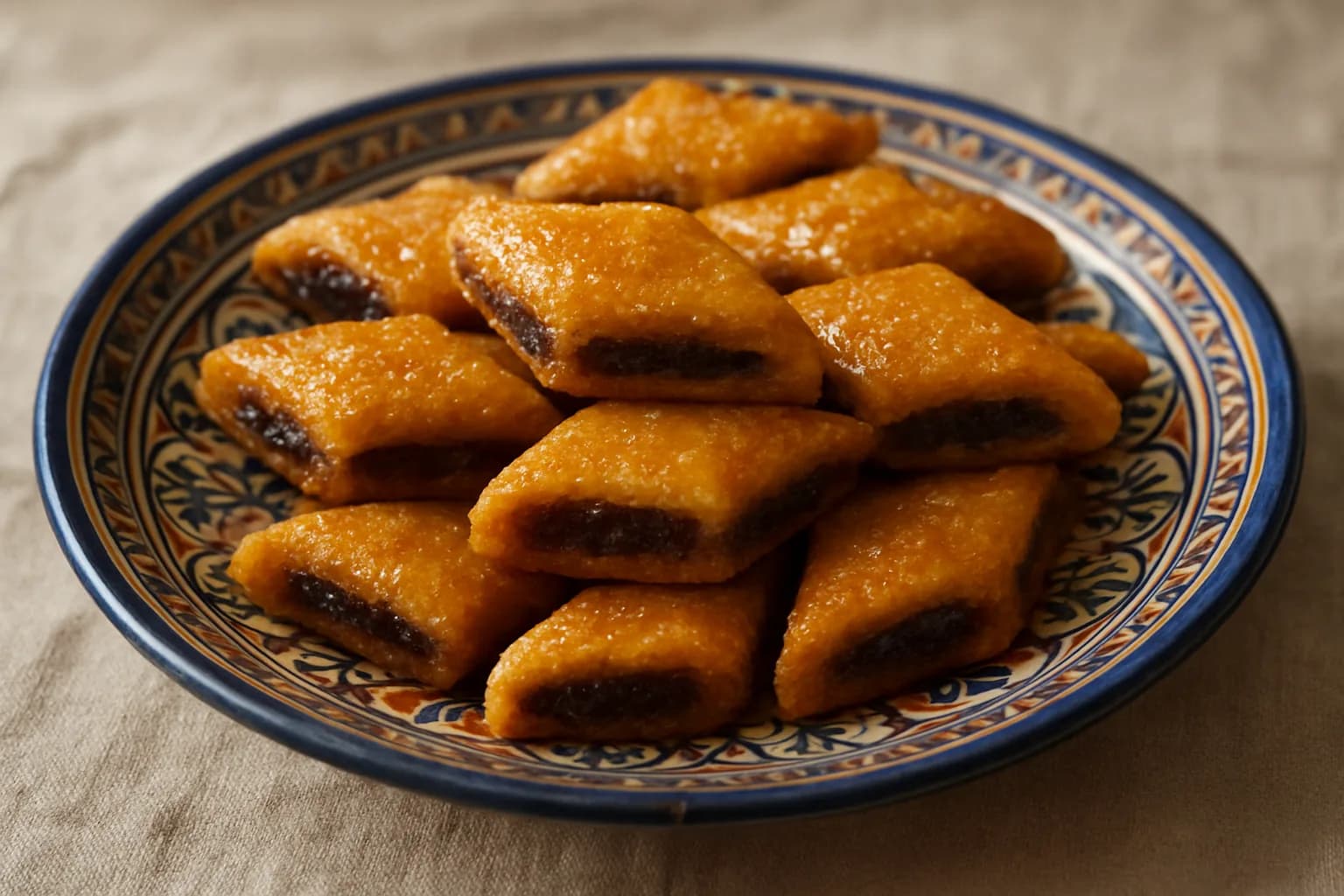 Makrout, losanges de semoule fourrés aux dattes et enrobés de miel